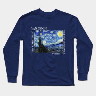 Van Gogh - The Starry Night Stylized with text Full print T-Shirt Long Sleeve T-Shirt